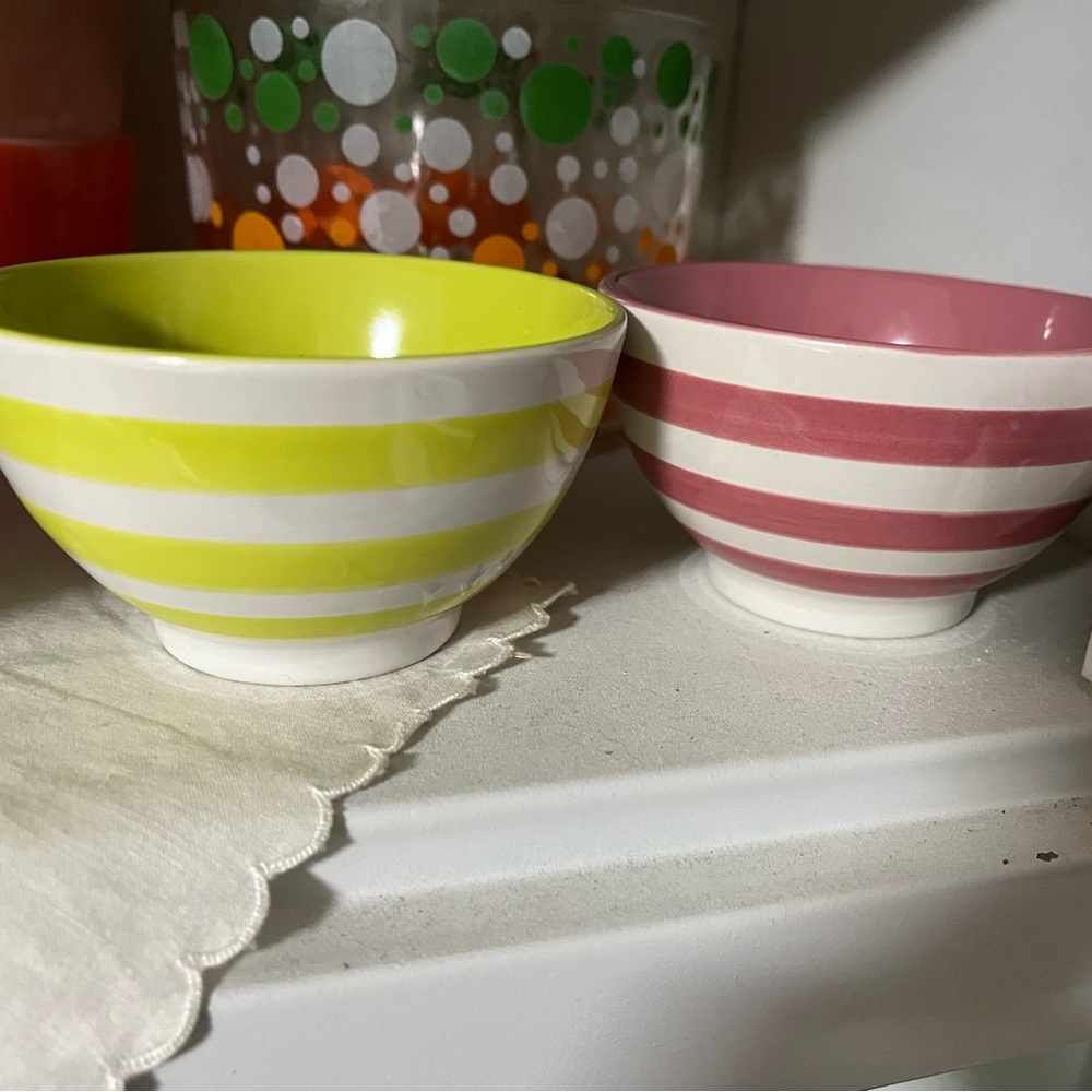 Set of 4 Colorful Striped Ceramic mini condiments Bowls Set - Picture 2 of 4